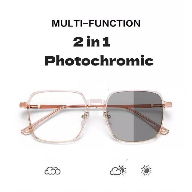 Photochromic Anti Radiation Glasses Square Sun Shades Women Men Glasses Frame Replaceable Lens Anti Blue Light Fashion Eyewear