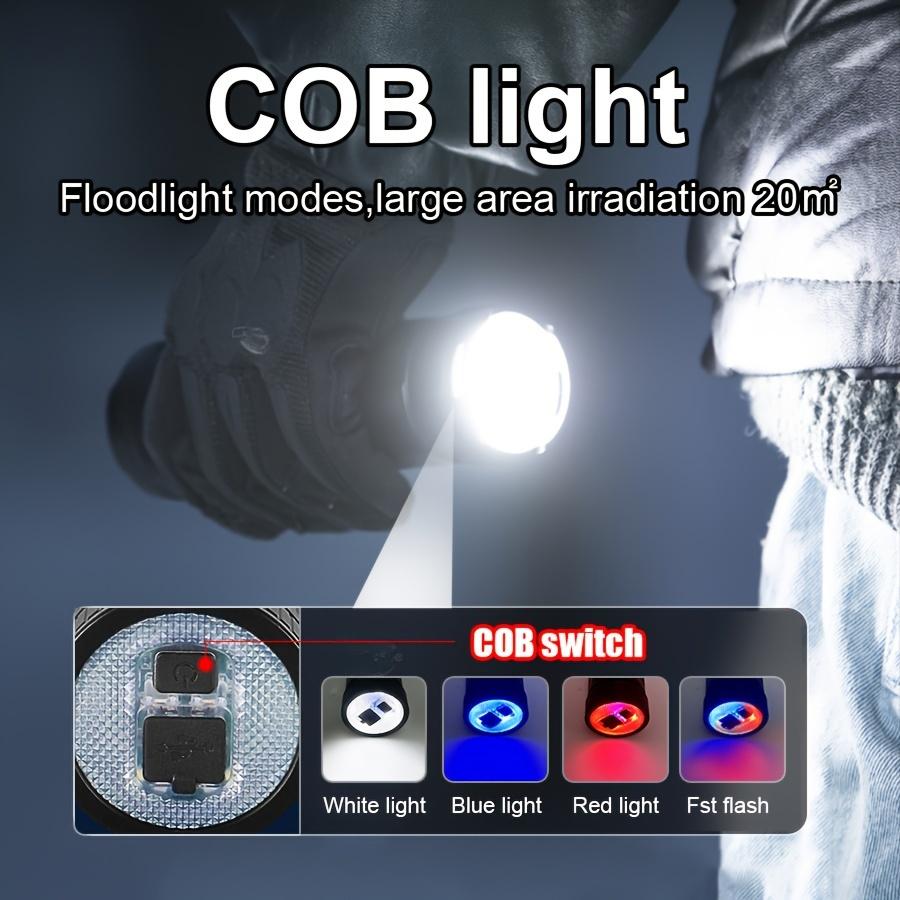 3000LM High Power Super Bright LED Rechargeable Flashlight COB Flood Light Type-c Charging Powerful Lantern Portable LED Lamp Built-in Battery