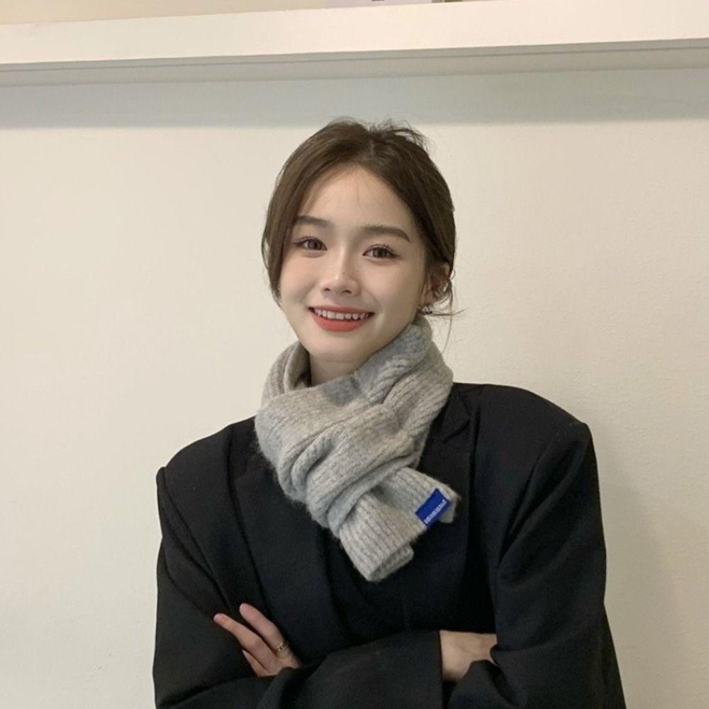 Однотонный зимний теплый шарф, утолщенный шерстяной шарф с перекрестными вязками, модный вязаный шарф Y2K унисекс