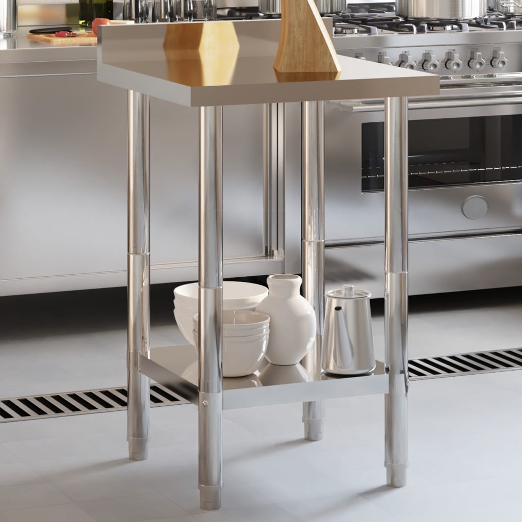 Kitchen Work Table with Upstand 55x55x93 cm Stainless Steel