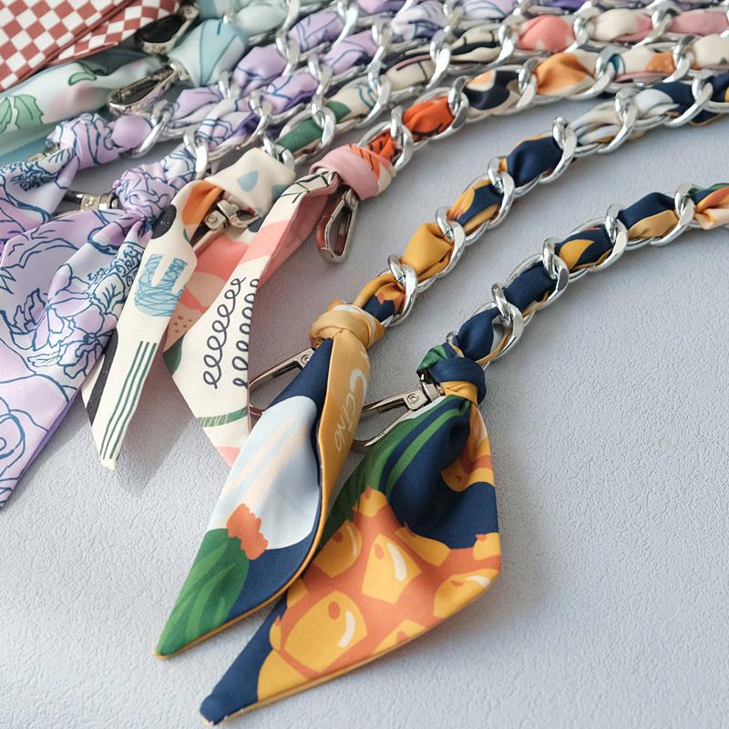 Новый модный бренд женские сумки аксессуары цепи съемные цветочные золотые серебряные металлические шелковые ремешки женские DIY цепи ручки для сумок