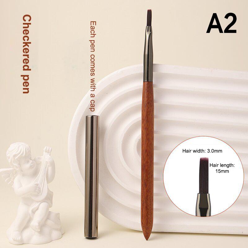 1Pc Professional Nail Art Brush with Durable Sandalwood Pole Nail Liner Brush for Phototherapy Nail Painting Pen
