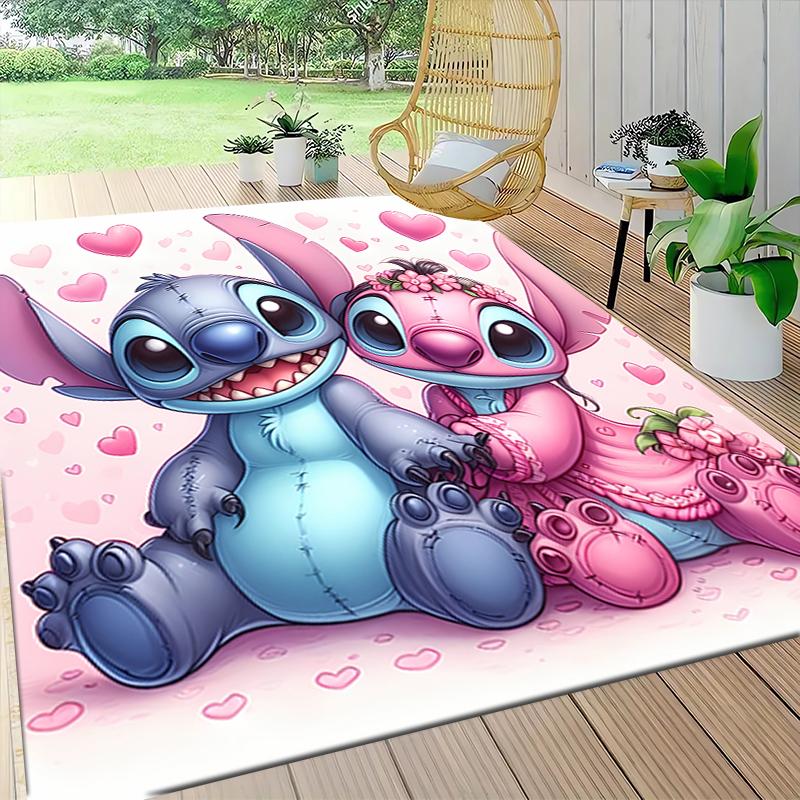 Stitch Angel Carpet Rug Soft Washable Antislip Home Living Room Sofa Mats Personalized Christmas Rug