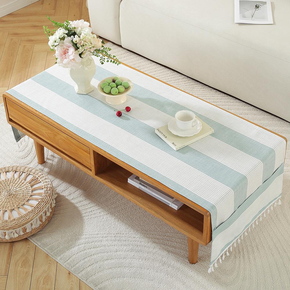 Rectangle Tablecloth Coffee Table Mat Table Mat Fabric Embroidery Jacquard Tassel Household Dust Cover