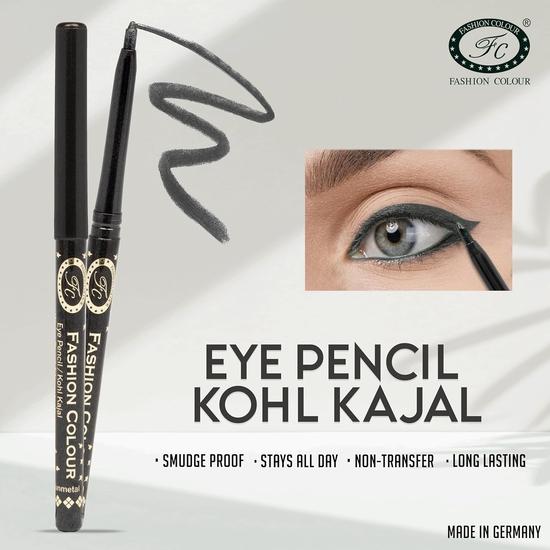 FASHION COLOUR Intense Revolving Kajal | Высокоэффективный интенсивный цвет за 1 движение | Стойкость 12 часов | Матовый и металлический финиш | (серый)