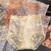 Women's Ultra-thin High Waist Tummy Control Briefs Luxury Lace Edge Sexy Breathable Cotton Crotch Hip Briefs Underwear Knickers