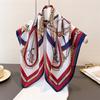 Retro Carriage Herringbone Pattern Cotton And Linen Feeling Small Square Scarf Silk Scarf Imitation Velvet Headscarf Shawl Sun Protection Scarf