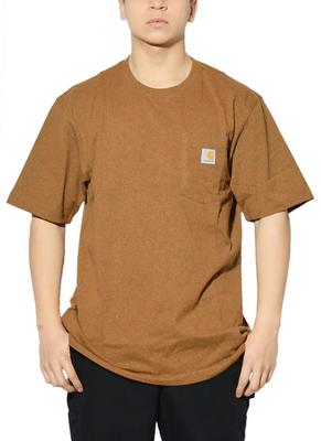 Большая короткая грудь L [Carhartt] мужская футболка, размер, рукав, карман, K87, коричневый, [Товар]
