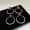 Retro Exaggerated Circular Earrings Set With Irregular Resin Gemstones Simple Earrings Fashionable Ladies' Jewelry Accessories