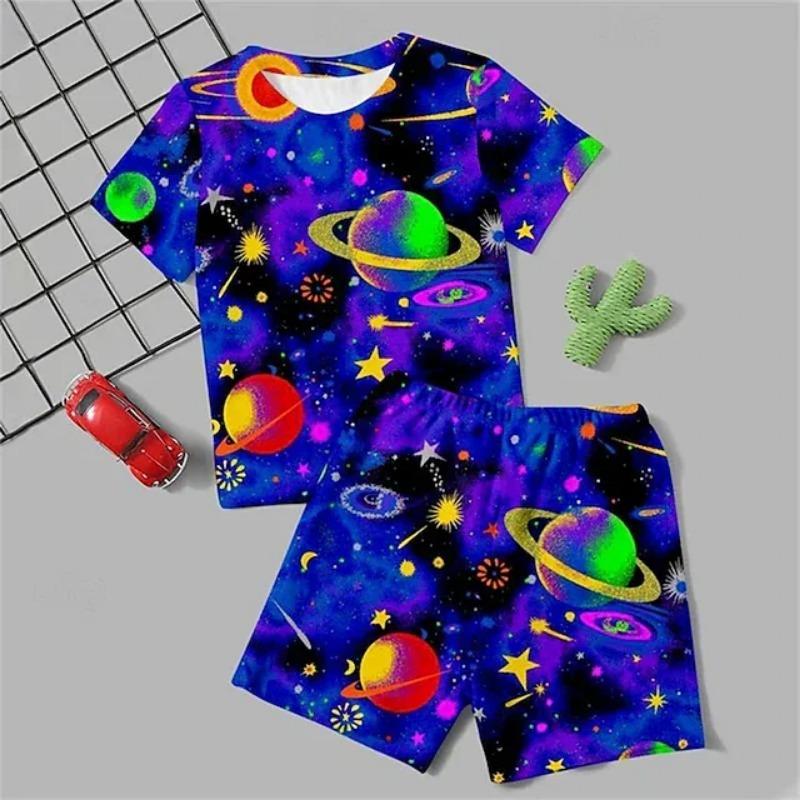 Комплект из 2 шт., футболка и шорты для девочек с эффектом свечения в темноте, пижама,