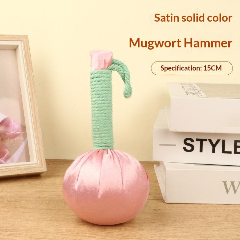 Portable Satin Surface Mugwort Massage Hammer Pure Essential Oil Soothing Body Massager Ideal for Personal Use Festival Gifting