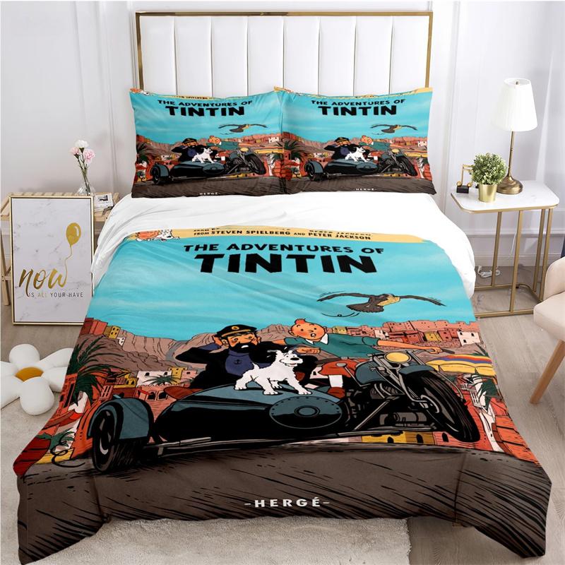 Cute T-Tintines Cartoon Funny All Season Duvet Cover Bedding Sets Soft Quilt Cover and Pillowcases Teen Single/Double/Queen/King