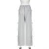 Women Vintage Lace Lace Bow Tie Design Wide Leg Fashion Casual Loose Sweat Trousers