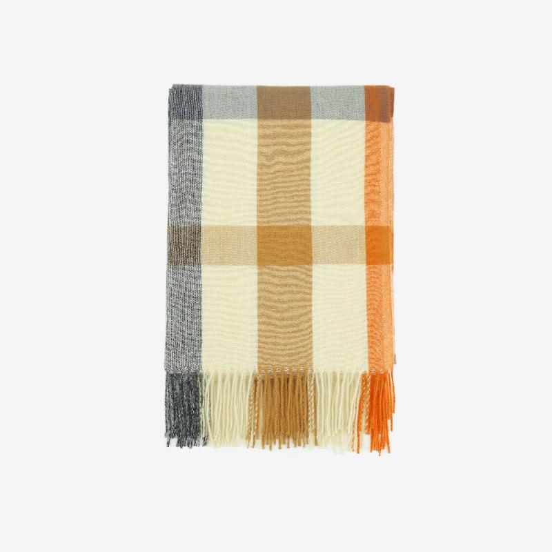 Warm Thick Plaid Imitation Cashmere Autumn and Winter Tassel Scarf