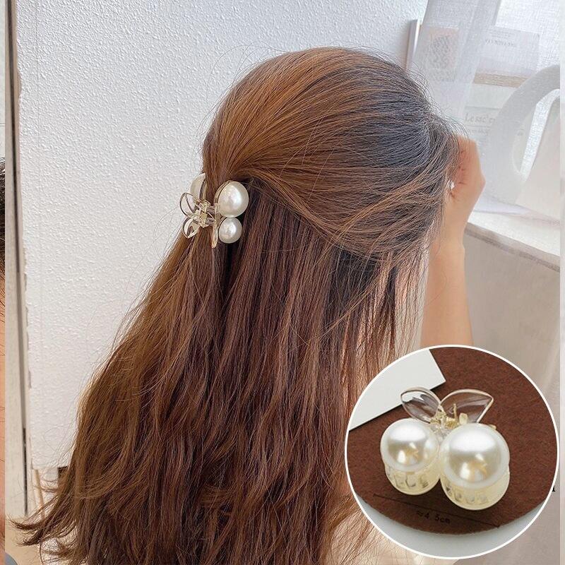 Корейская заколка для волос с зеленым жемчугом, заколки, модные большие вьющиеся заколки для волос, новинка 2023, модные женские аксессуары для волос, головные уборы