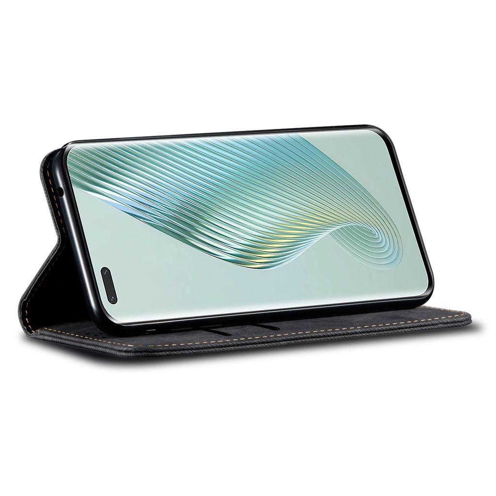 For Honor Magic5 Pro Wallet Function Jeans Cloth Texture Phone Case PU Leather Stand Phone Cover Shell