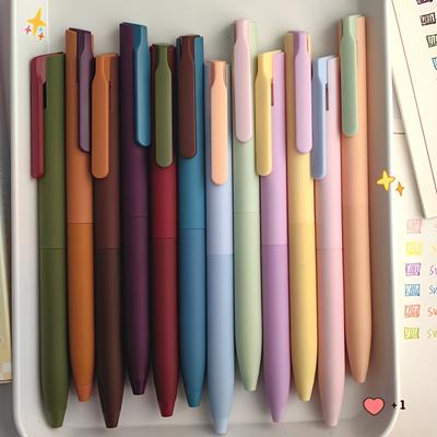 Набор из 6 гелевых ручек Dopamine Color, винтажный, 0,5 мм, тонкий стержень, быстросохнущие, пластиковый материал, для ведения дневника, рисования и заметок