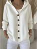 Женский вязаный кардиган с капюшоном 2025 - Однотонный, Повседневная мода для осени и зимы в Европе и Америке