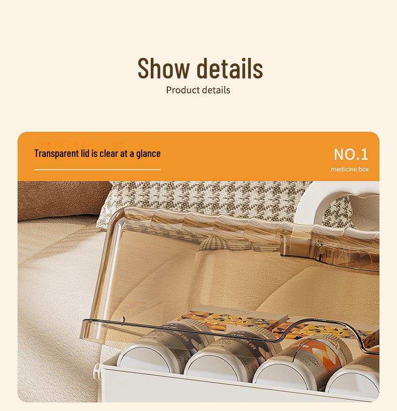 Портативный многослойный ящик для лекарств - Большая вместимость для хранения аптечки первой помощи для домашнего использования
