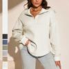 Autumn and Winter New Women's Solid Color Zipper Loose Long Sleeve Sweater