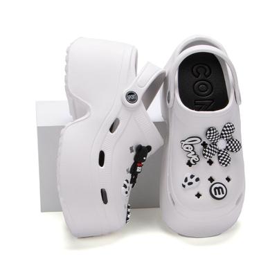 Женские модные сабо на платформе, сандалии на платформе, лето 2024, садовая обувь на толстой подошве для женщин, массивные пляжные тапочки с закрытым носком