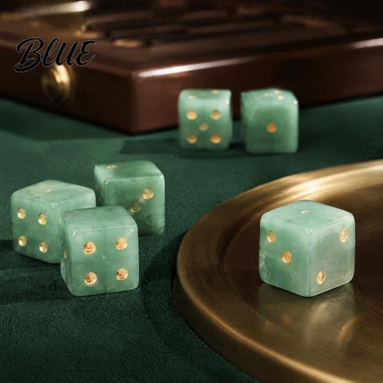 Игровые принадлежности для настольных игр Кубики из натурального камня с золотыми точками Мини-кристаллы для исцеления Игровые полиэдрические кубики Резные 6-гранные для настольных игр