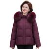 Premium Winter Hooded Short Down Jacket for Middle-aged and Elderly Women with Fox Fur Collar