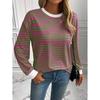 Striped T-Shirts Women’s Loose Long Sleeve Pullover Round Neck T-shirt Top