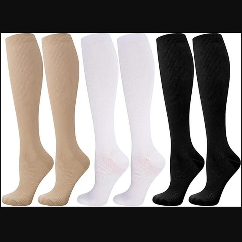 1 пара компрессионных носков для женщин, гольфы до колена 15–25 мм рт. ст. Компрессионные чулки для спорта, занятий спортом, диабета, варикозного расширения вен, путешествий, кормления грудью