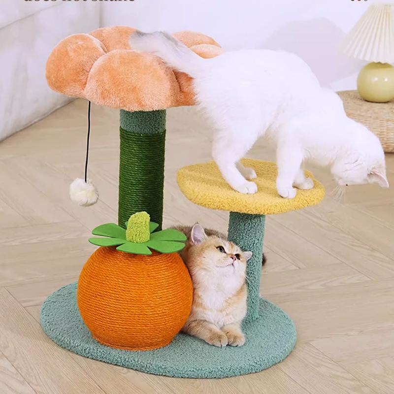 HOOPET Flower Cat Tree Многоуровневая башня для кошек с когтеточками из сизаля Домашние кошки Столб для кошек в кондоминиуме Туннель для кошек