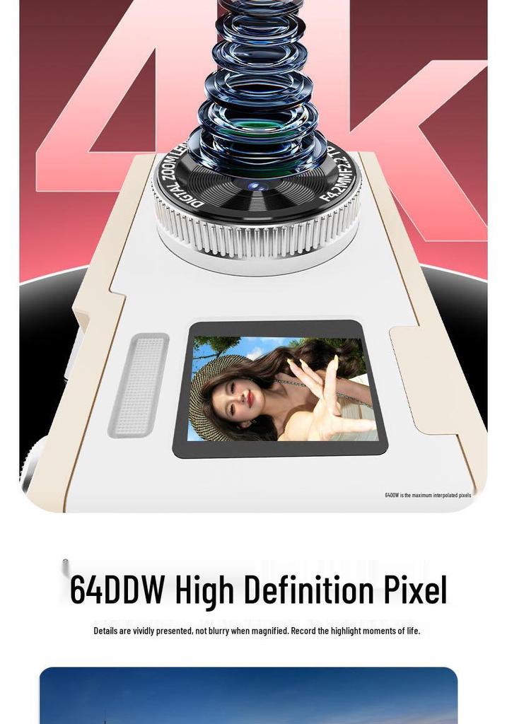 26-Year Explosive Dual-Screen Digital Camera with Cold White Skin Filter, Beauty Vlog Close-Up Light