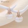 Fashion Colorful Bread Beads Drop Earrings For Women Wedding Jewelry Gift Rose Gold Color Cubic Zirconia Eardrop