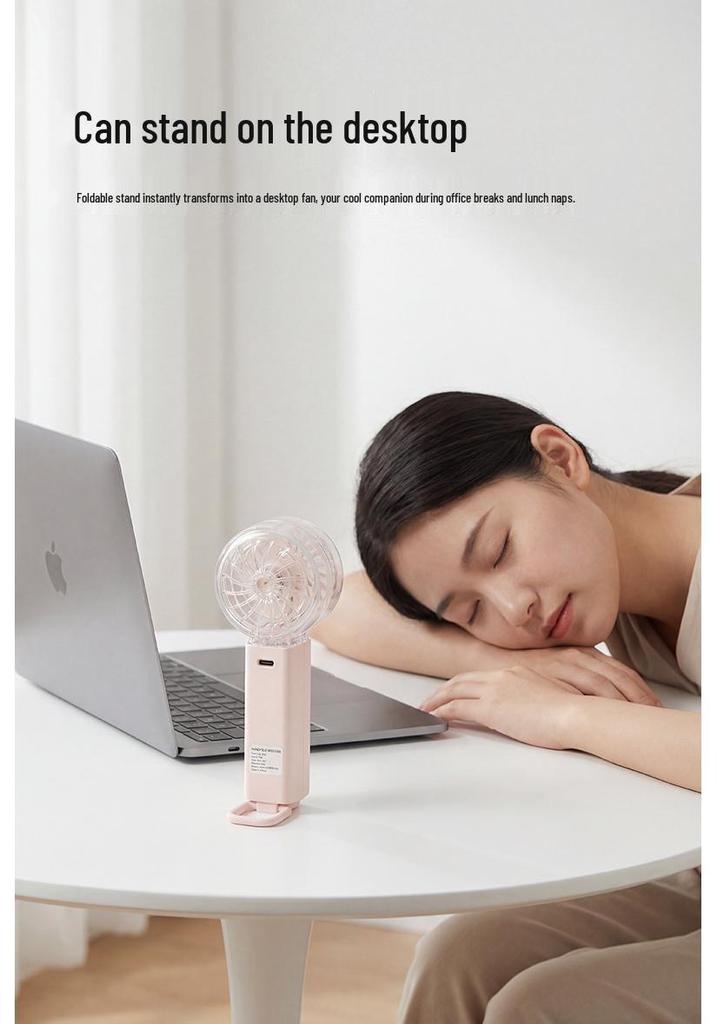 Rechargeable Mini Portable Fan: Long-Lasting, Quiet Turbine for Cool and Humidifying Experience