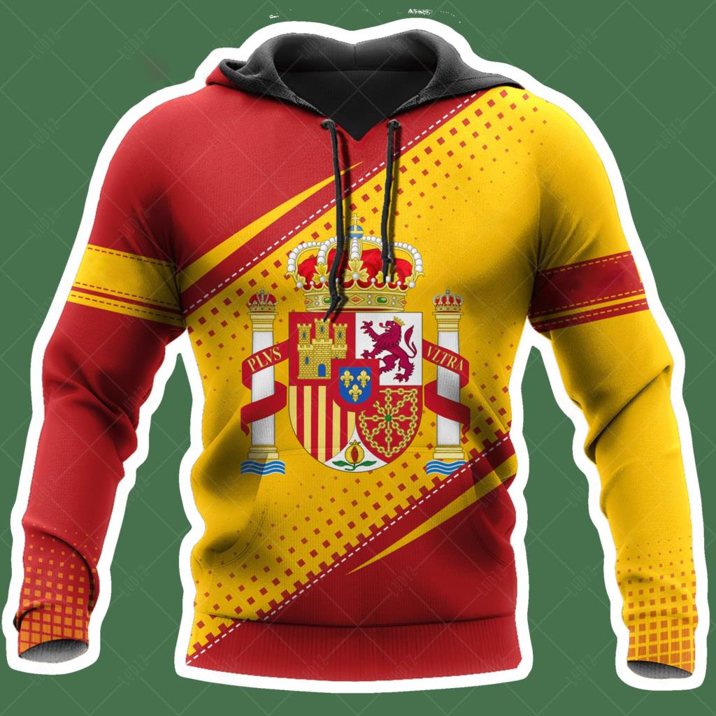 Новые толстовки с испанским черепом, мужская толстовка с 3D принтом, топы с флагом Испании, осенняя уличная одежда с длинными рукавами, толстовка с капюшоном для мужчин, одежда