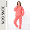 Women’s Casual Tracksuit – Solid Color Knit Pullover & Joggers with Pockets, Any Season, 8413-057 HC