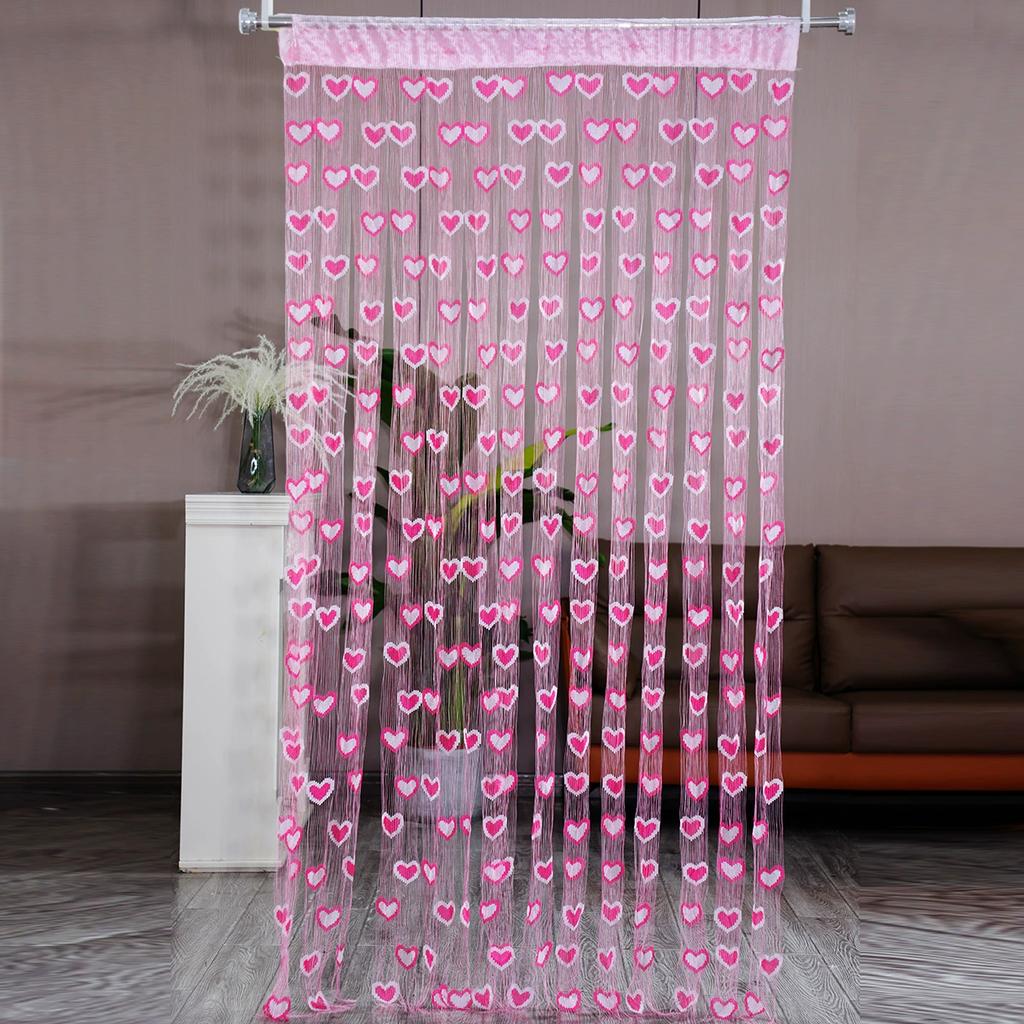 100*200см Кисточка Двухцветная Штора в форме сердца Романтичная Любящее сердце Струнная Полупрозрачная штора для дома Гостиная Спальня Штора