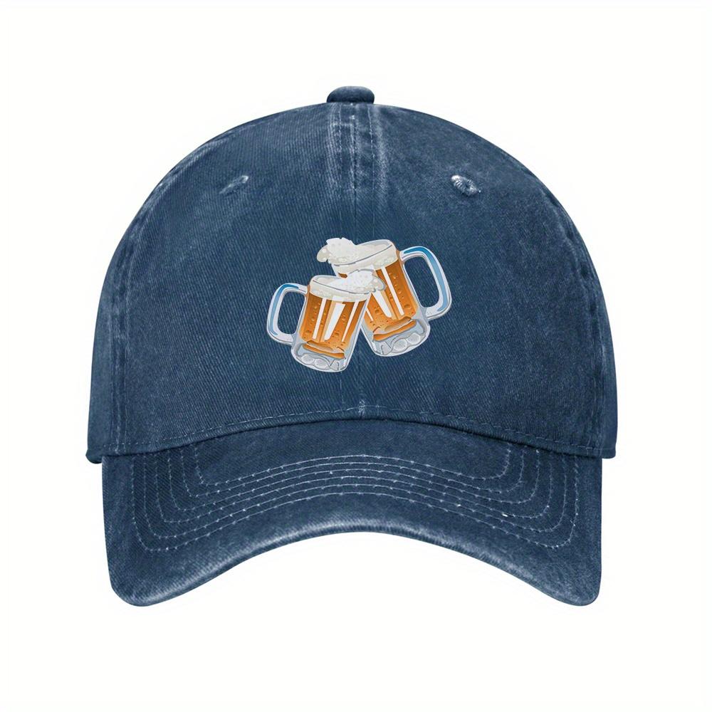 Beer Cheets Mugs Unisex Washed Baseball Cap Vintage Adjustable Casual Polyester Trucker Hat