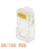 50/100 шт. Модульный коннектор RJ45 для сети CAT5 LAN Профессиональные разъемы Кристаллический наконечник Позолоченный 8P8C Обжимной UTP Ethernet