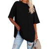 Womens' Fashionable And Casual Solid-color Basic Round-neck Short-sleeved Top