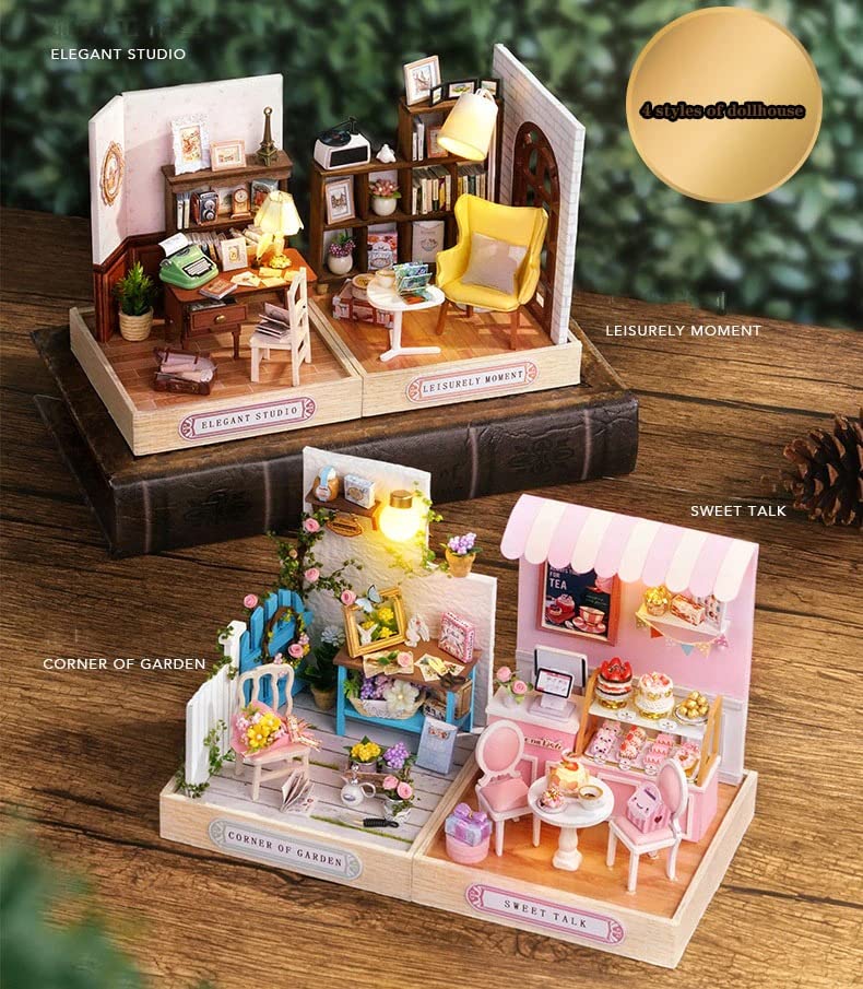(t-FREAK) 1:32 Dollhouse Set of 4, Handmade Kit Set Miniature, Happiness Series (Set of 4)