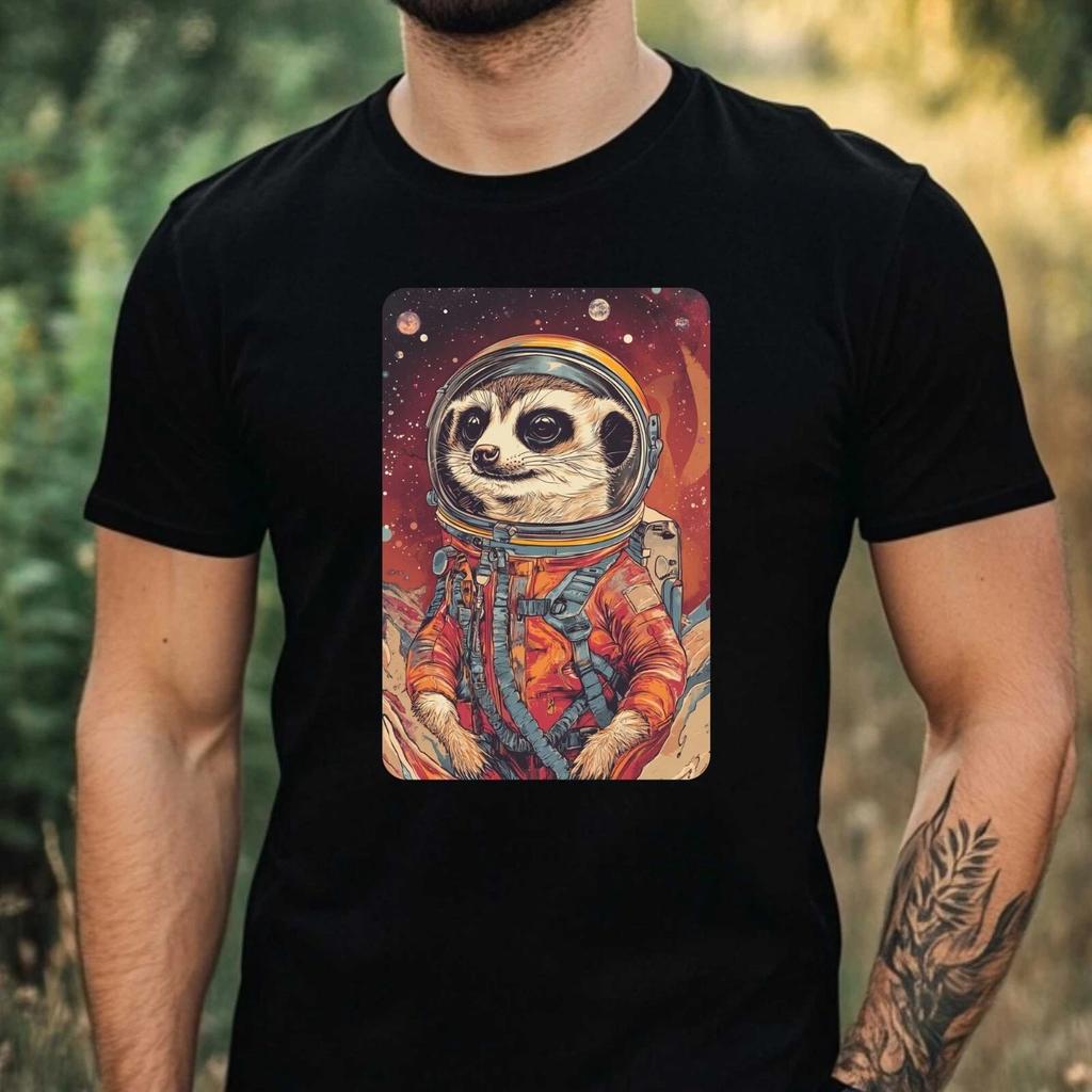 T-Shirt Herren Erdmännchen als Astronaut Motiv Baumwolle Größe XS bis 5XL