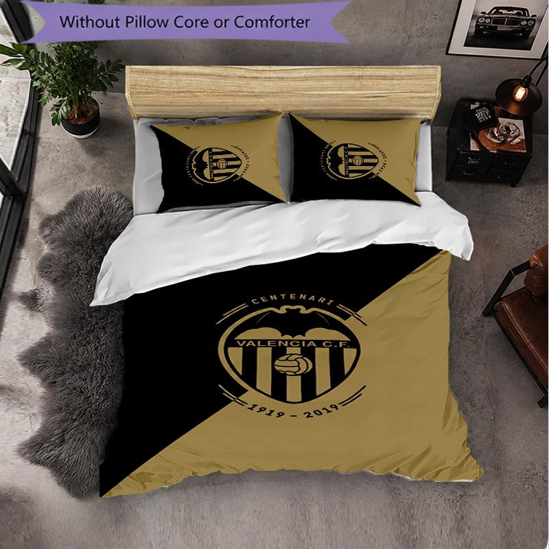 Valencia FC Themed Bedding 3Pcs Duvet Cover Set Decorative Bed Linen For Teen Room Home Decoration