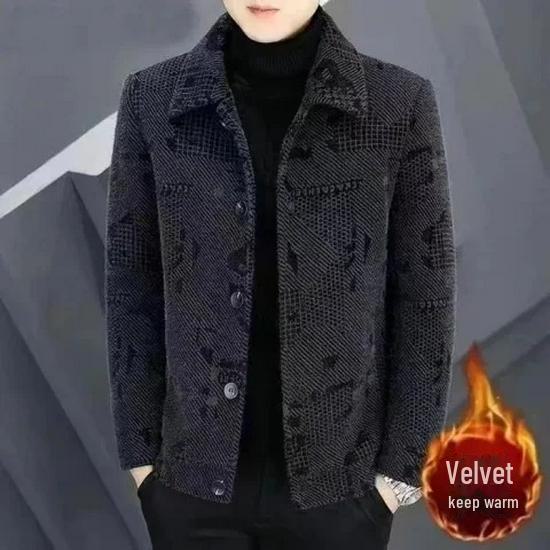 Мужская утолщенная бархатная шерстяная куртка - Новое осенне-зимнее короткое пальто