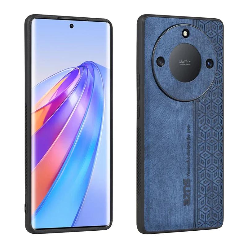 Роскошный 3D Кожаный Чехол с Тиснением для Honor X50 Pro GT X9a X9b X30 X9 X40 X40i X50i Ощущение Кожи Мягкий Бортик Прочный Бампер Задняя Крышка