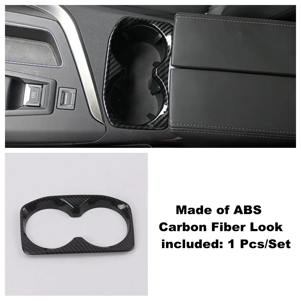 Water Cup Holder Frame Cover Trim For Peugeot 3008 5008 GT 2017 - ABS Carbon Fiber / Matte Decoration Interior Accessories