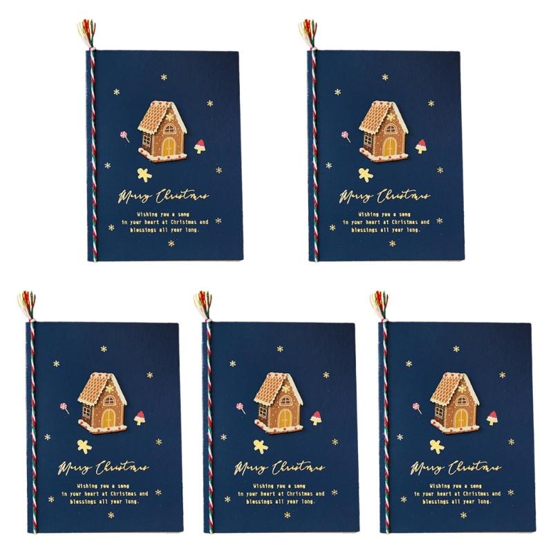 5pcs Creative Merry Christmas Greeting Cards Kid Cartoon Blessing Christmas Card New Year Postcard Gift Christmas Decor