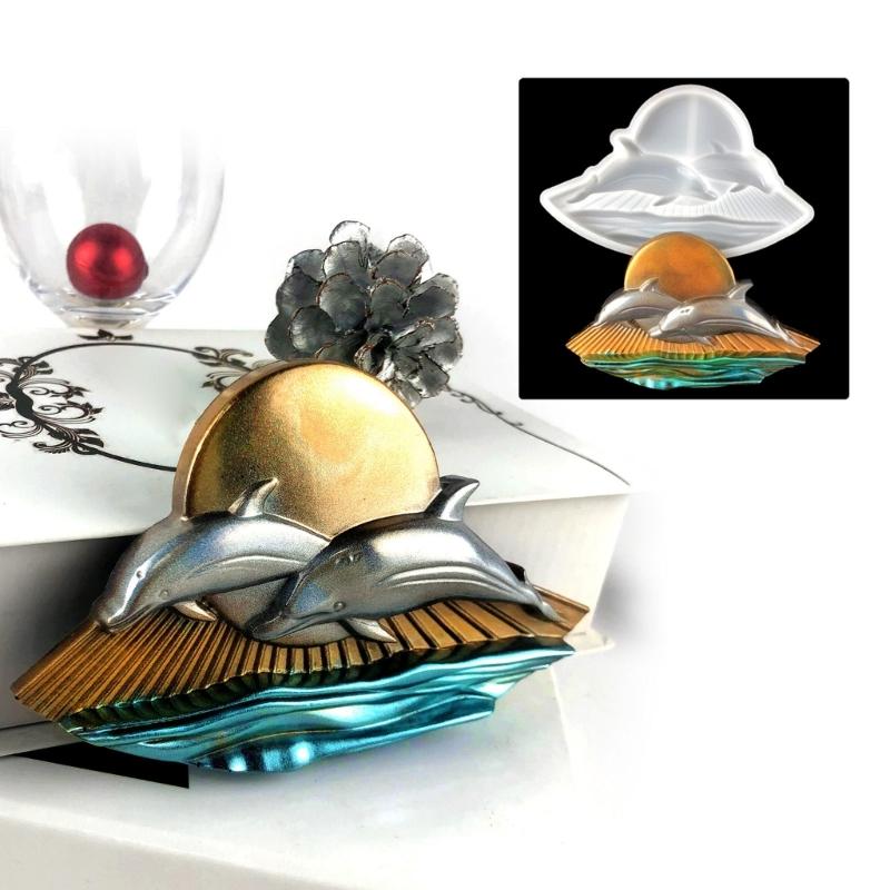 Форма из смолы «Солнечный дельфин», полустереоскопические силиконовые формы, эпоксидная литейная форма для настенного крепления, декора, поделок своими руками