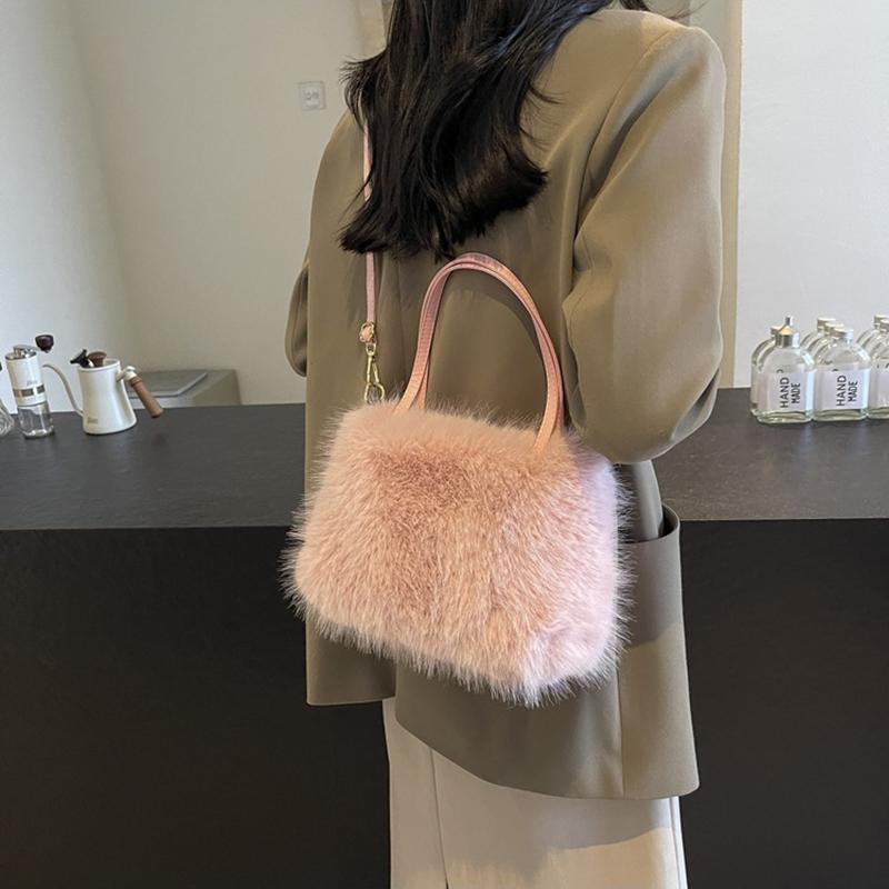 New Plush Bag Winter Women Fashion Handbags Cloud Faux Fur Purse Fashion Casual Women's Shoulder Bag Fluffy Bag