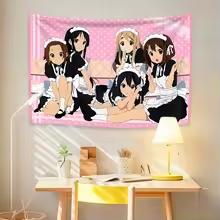 Тканевое панно KKON Maid Ver Аниме Розовое сердце Настенный декор для спальни общежития Каваи Музыка Аниме Тематический домашний декор для кровати