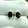 Овальные черные гвоздики | Маленькая черная сережка | Изящные черные ониксовые серьги-гвоздики